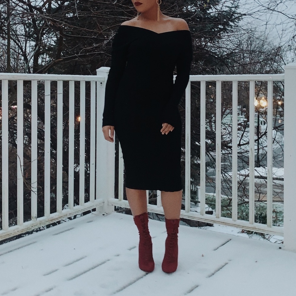 Black Crossover Front Knitted Bodycon Dress Missguided